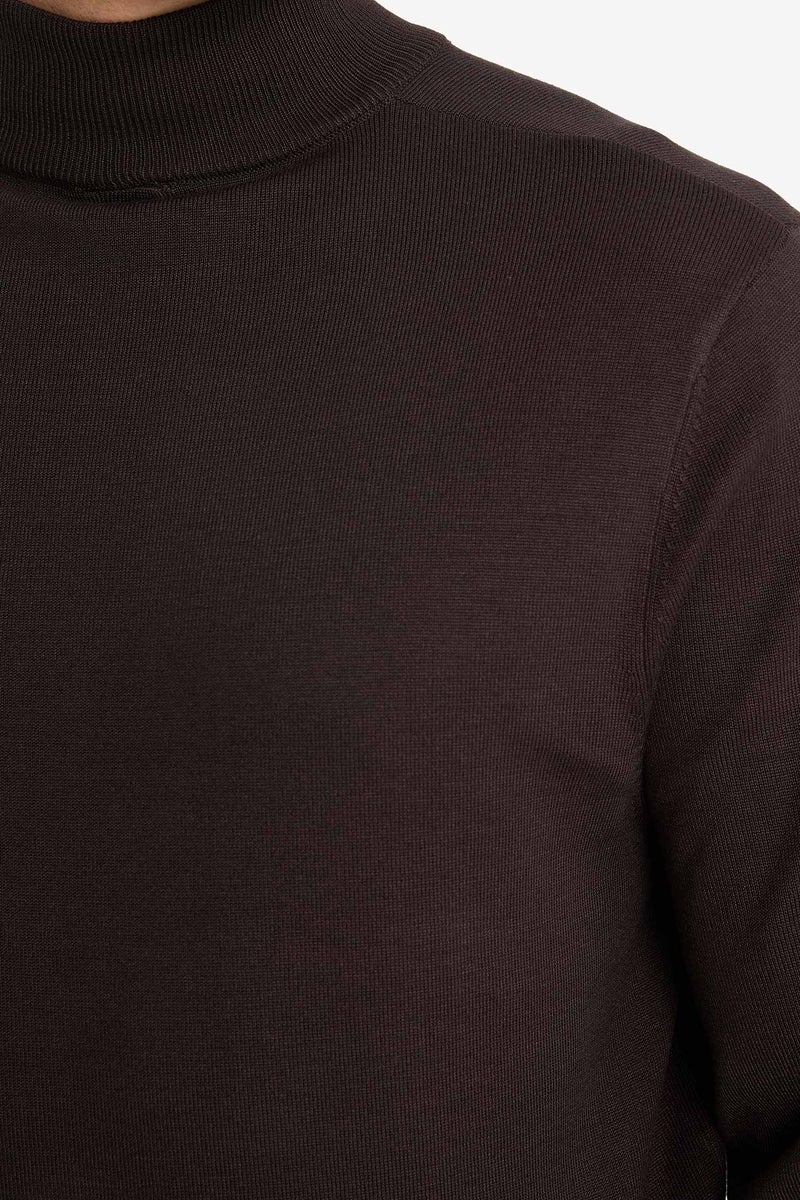 DeFacto Brown Man Regular Fit Turtleneck Knitwear Pullover Casual - Image 5